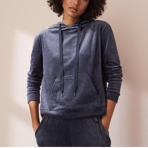 Lou & Grey Dark Grey Velour Hooded Sweatshirt